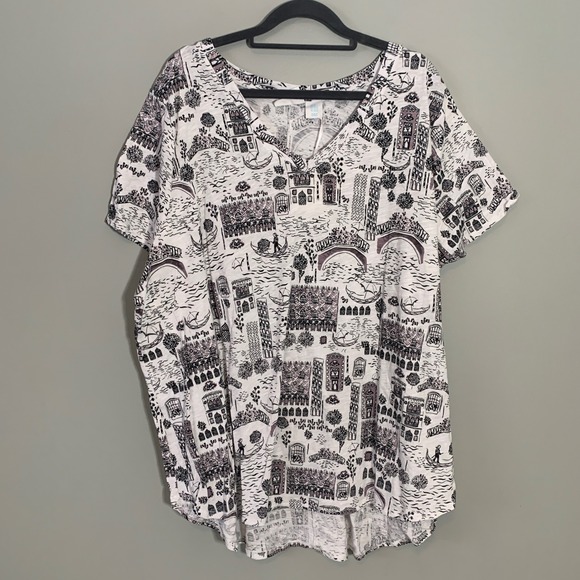 Cynthia Rowley Tops - NEW Cynthia Rowley Women's 3X Short Sleeve T Shirt White Black Venice Scene